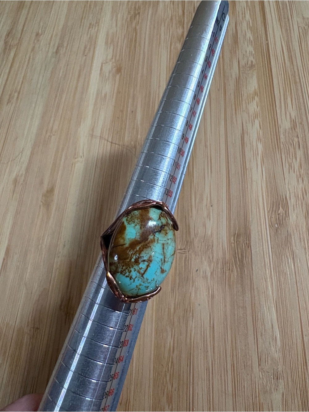 Vintage 9 Carat Rose Gold Cabachon Turquoise Matrix Ring